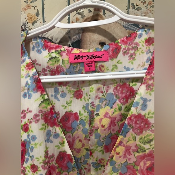 🍒RARE BETSEY JOHNSON Floral Rose BAMBI Boho Slip Bell Sleeves DRESS S  🍒✨ - Picture 7 of 13